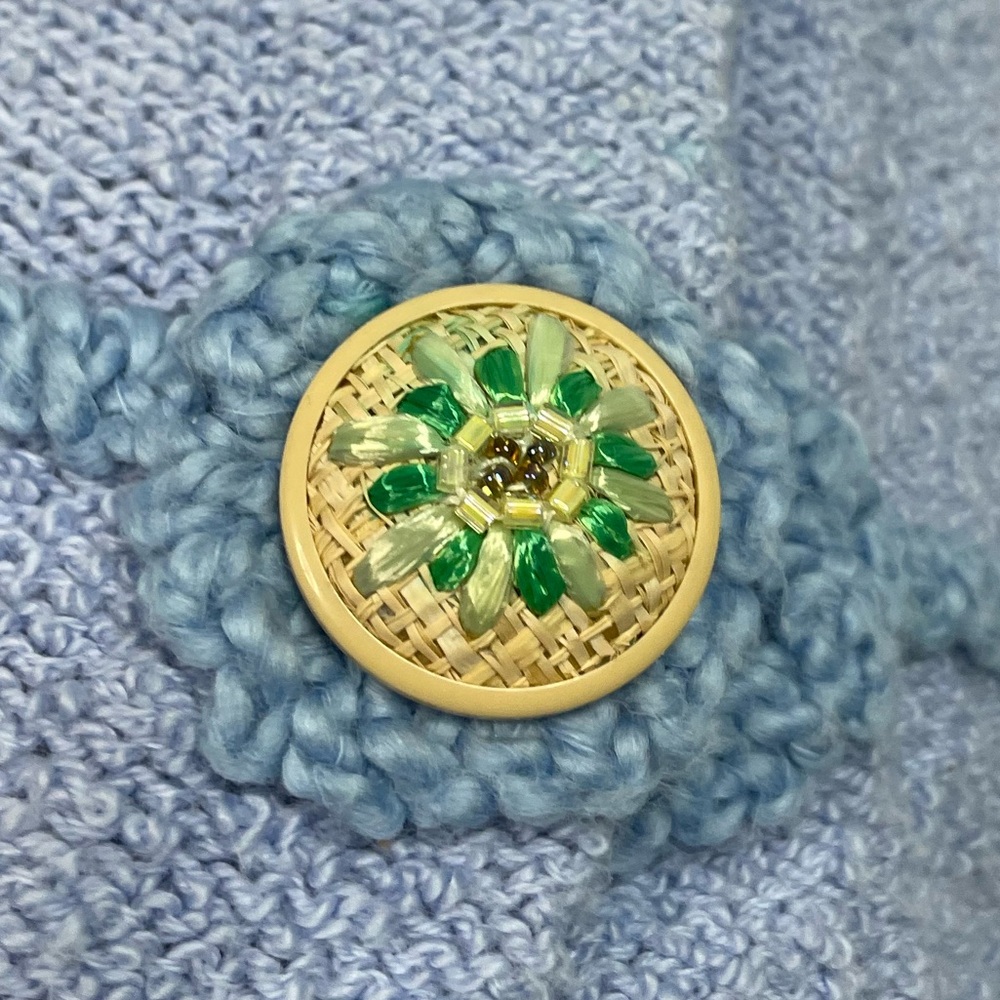 Tulila lavender button down cardigan w/ embroidered buttons sz M made in Peru - Picture 7 of 13